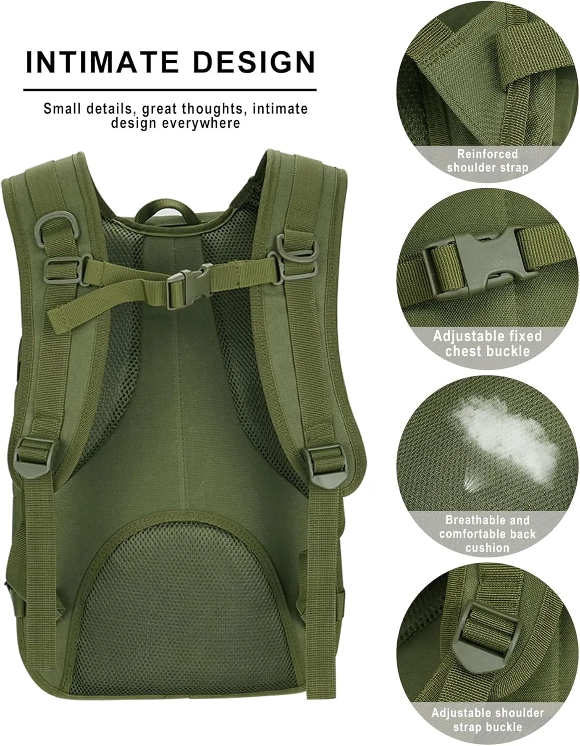 Military Tactical Backpack for Men 35L Army Assault Hiking Camping Backpacks with Molle System (Army Green)