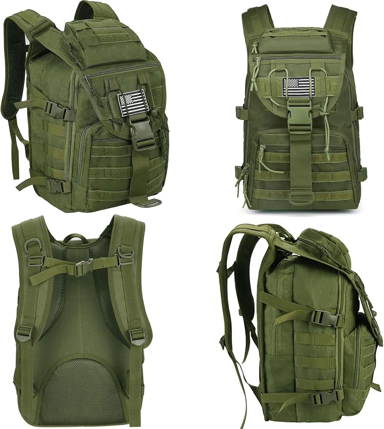 Military Tactical Backpack for Men 35L Army Assault Hiking Camping Backpacks with Molle System (Army Green)