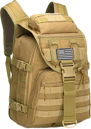 Military Tactical Backpack for Men 35L Army Assault Hiking Camping Backpacks with Molle System (Khaki)