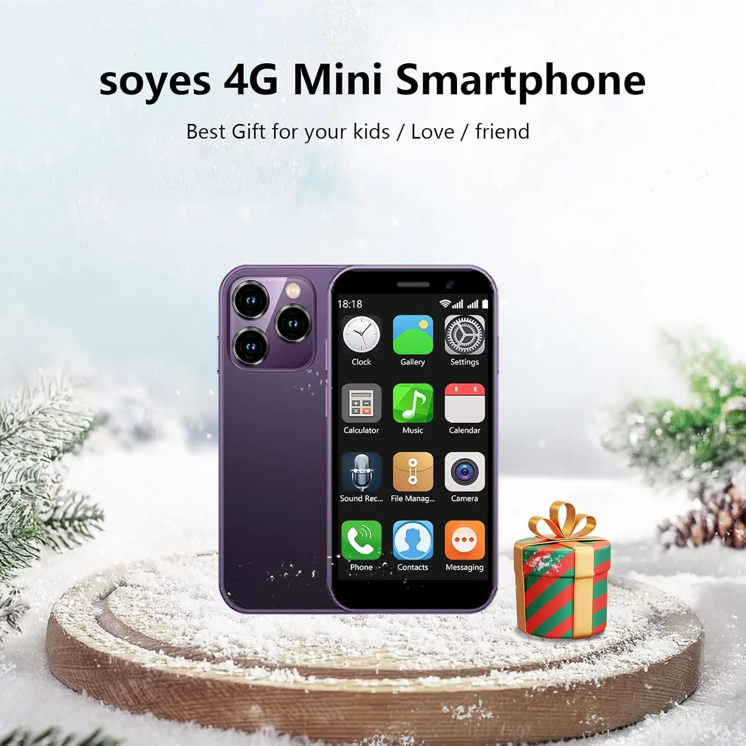 Mini Phone 4G Unlocked World's Smallest Mini Smartphone 3.0'' Touch Screen Compact Mobile phone for Kids & Students 2000mAh battery Cell phone with Dual SIM Quad Core Face ID GPS 2GB 16GB Purple