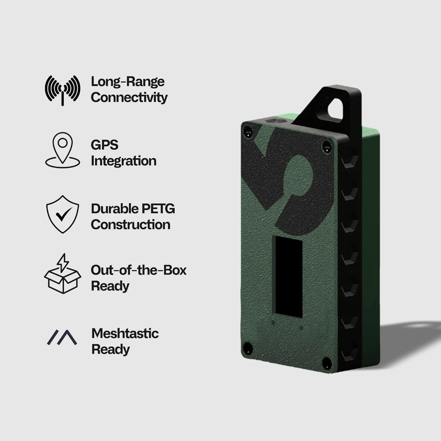 MiniTrekker - Compact LoRa Off-Grid Communicator, 915 MHz ESP32 with GPS & Mesh Connectivity, Rugged PETG Design for Hiking, Camping & Outdoor Adventures (Tactical Green)
