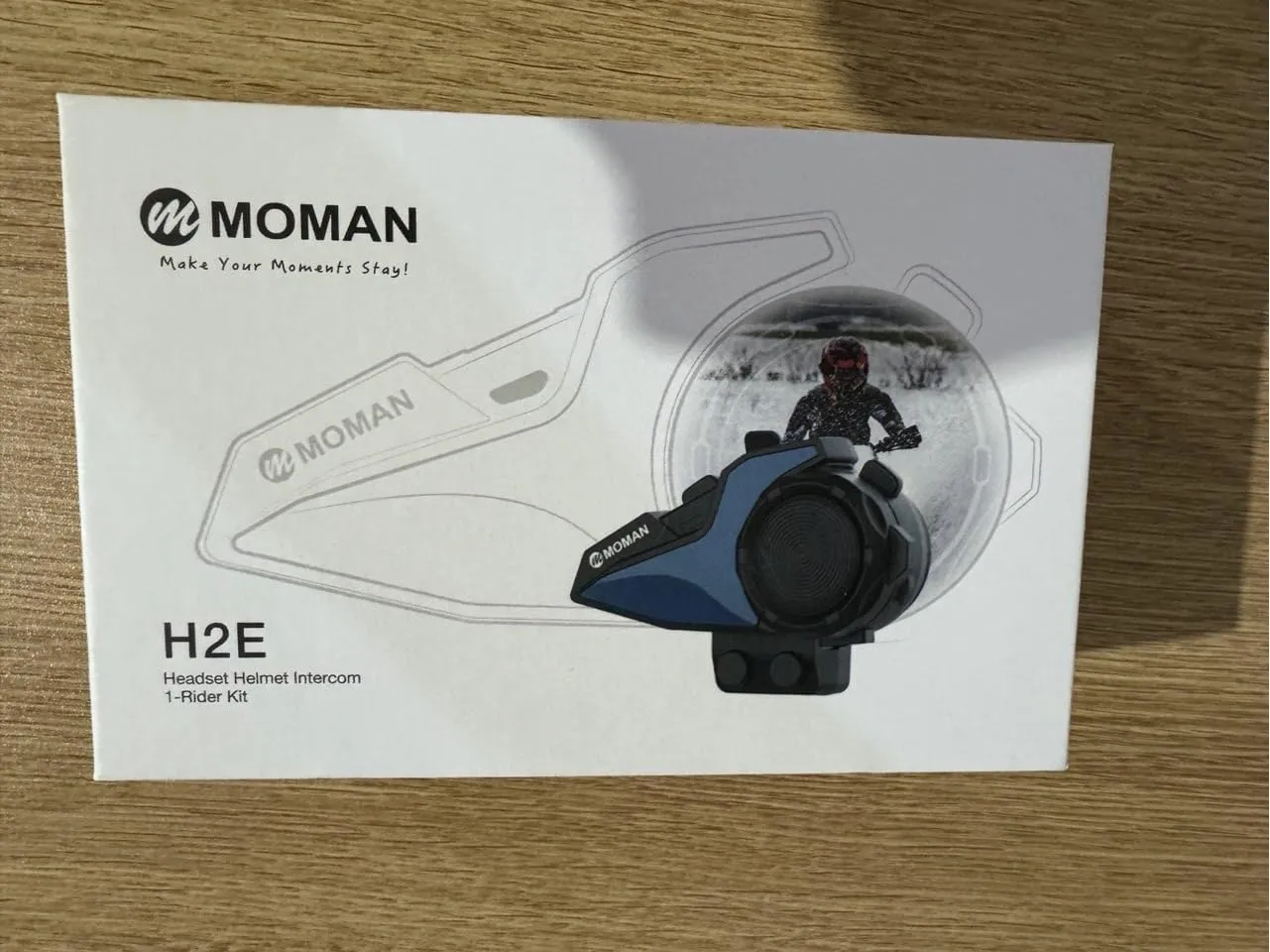 Moman Motorcycle Intercom, H2E Eagle-Like Helmet Headset Communication System with Dual Chip for Audio Multitasking HiFi/Music Sharing/FM/AI Voice (1Pack), Motorcycle-Intercom-Helmet-Headset-Headphone
