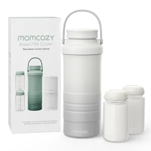 Momcozy 22oz Portable Breast Milk Cooler for Outdoor, Life Saver with 360° Total Cooling for 24 Hours, Larger Capacity Travel Breastmilk Chiller with 2pcs Baby Bottles for Breastmilk Storage, Cream