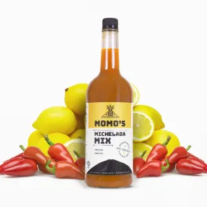 Momo's Michelada Mix - Tomato-Free, Vegan, Lemon-Based, Central American-Inspired Refreshing Fiesta Drink in a Bottle - Pack of 1 (33.8 Fl. Oz)