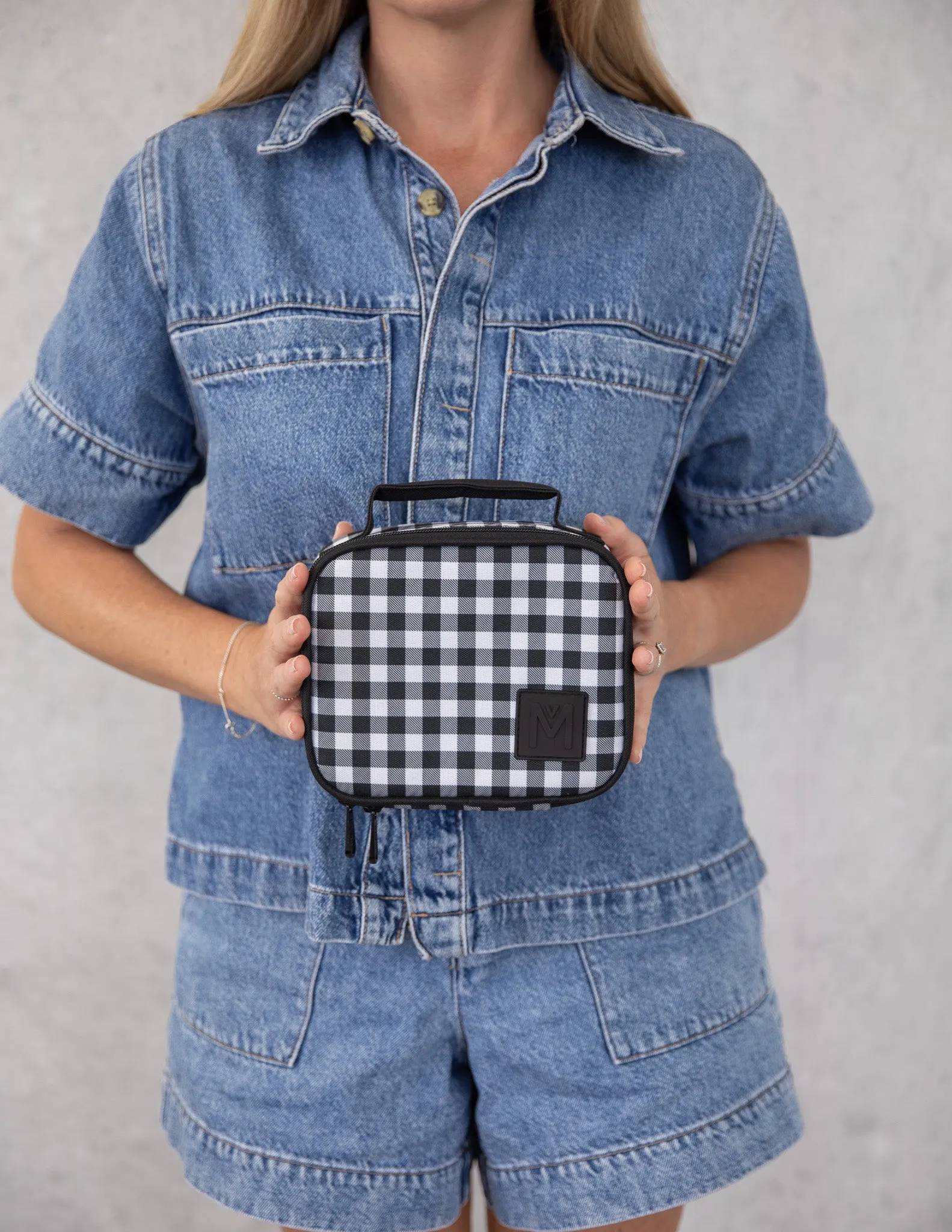 MontiiCo Mini Insulated Lunch Bag - Black Gingham