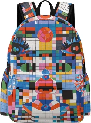 Mosaic Dot Grid Laptop Backpacks Casual Shoulder Bag Travel Daypack Fashion Durable for Men Women