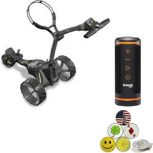 Motocaddy M3 GPS DHC Electric Caddy Cart, NO Remote, Bundle with Holders for Umbrella/Scorecard/Drink, Device Cradle, Bushnell Wingman, 5 Ball Markers, & 1 Magnetic Hat Clip