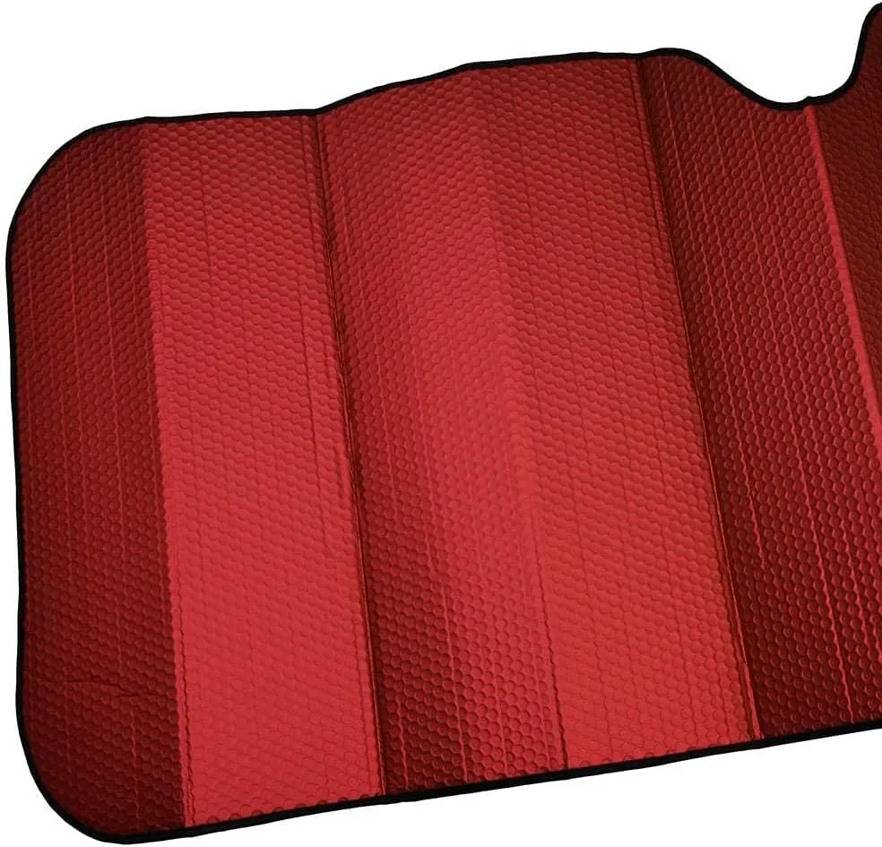 Motor Trend - AS-312-RD Front Windshield Sun Shade - Jumbo Accordion Folding Auto Sunshade for Car Truck SUV - Blocks UV Rays Sun Visor Protector - Keeps Your Vehicle Cool - 66 x 27 Inch (Red)