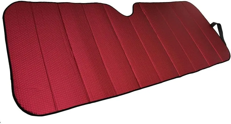 Motor Trend - AS-312-RD Front Windshield Sun Shade - Jumbo Accordion Folding Auto Sunshade for Car Truck SUV - Blocks UV Rays Sun Visor Protector - Keeps Your Vehicle Cool - 66 x 27 Inch (Red)