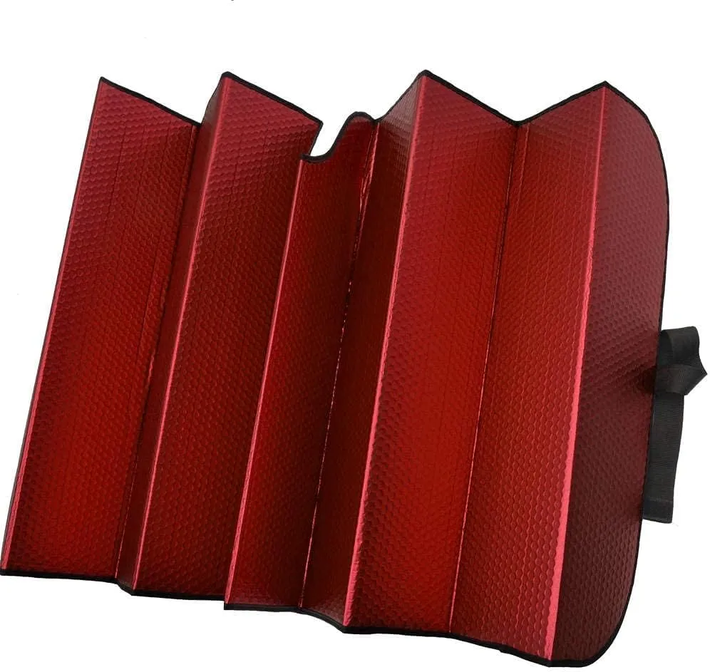 Motor Trend - AS-312-RD Front Windshield Sun Shade - Jumbo Accordion Folding Auto Sunshade for Car Truck SUV - Blocks UV Rays Sun Visor Protector - Keeps Your Vehicle Cool - 66 x 27 Inch (Red)