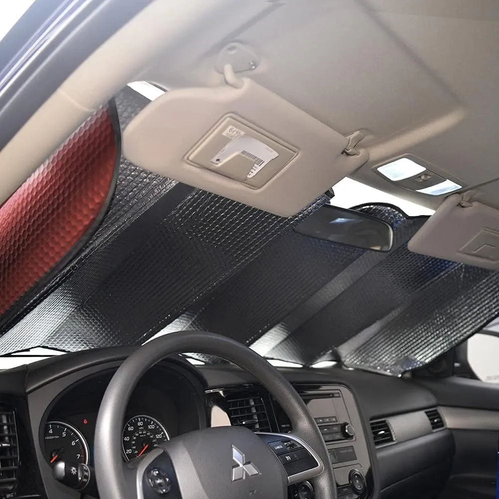 Motor Trend - AS-312-RD Front Windshield Sun Shade - Jumbo Accordion Folding Auto Sunshade for Car Truck SUV - Blocks UV Rays Sun Visor Protector - Keeps Your Vehicle Cool - 66 x 27 Inch (Red)