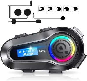 Motorcycle Bluetooth Headset 2 Riders Intercom Headphone Motorcycle Helmet Speakers with Noise Cancellation&Music Sharing for Motorcycling Riding Skiing Climbing