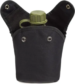 Mountain Land Military Canteen Oblong PE Insulated Camouflage Bag Carrier Cover 1L Capacity Portable Cylinder Sports Water Bottle Tactical Bottle Pouch Outdoor Black 1L