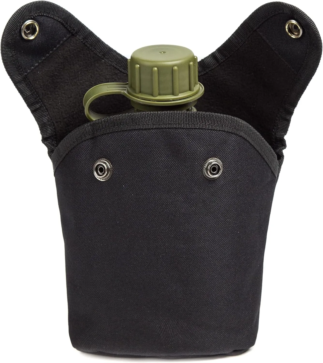 Mountain Land Military Canteen Oblong PE Insulated Camouflage Bag Carrier Cover 1L Capacity Portable Cylinder Sports Water Bottle Tactical Bottle Pouch Outdoor Black 1L