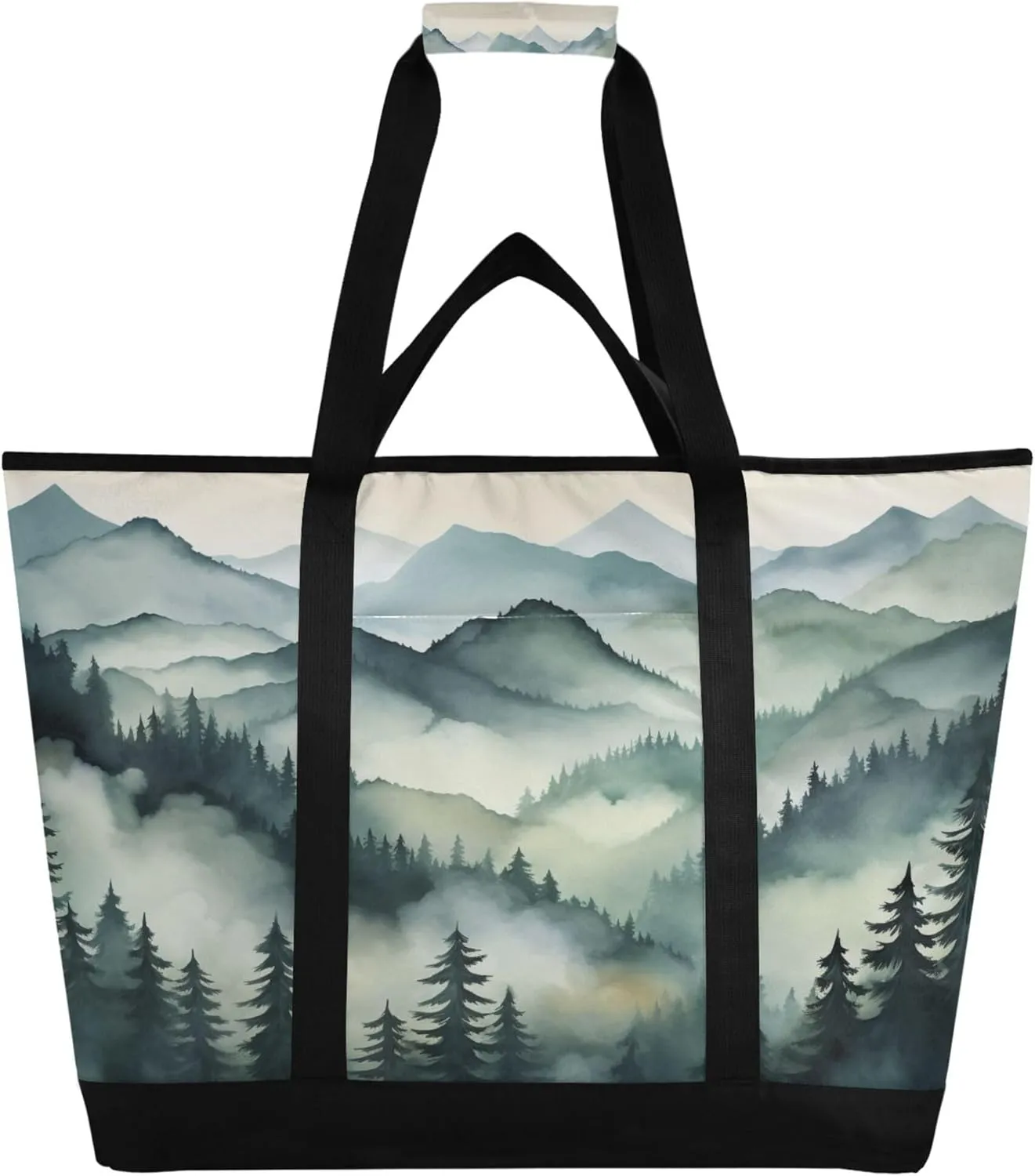 Mountain Reusable Insulated Cooler Bag with Ice Pack Compartment - Large 47L Waterproof Thermal Grocery Tote for Picnic Beach Camping Lunch Storage