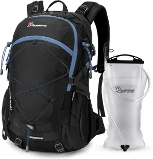 MOUNTAINTOP 40L Hiking Backpack with 3L Hydration Bladder for Men & Women Camping Climbing,Black and Blue