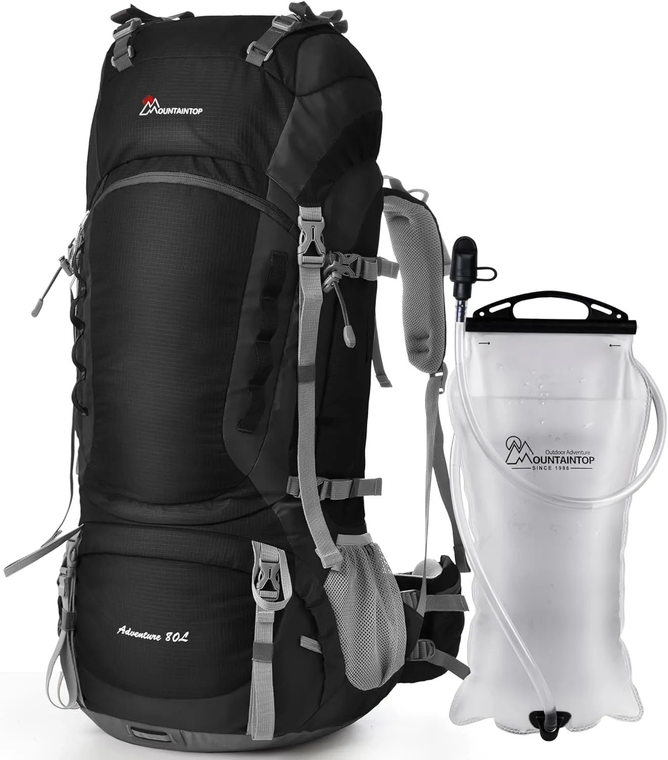 MOUNTAINTOP 80L Internal Frame Backpack with 3L Hydration Bladder