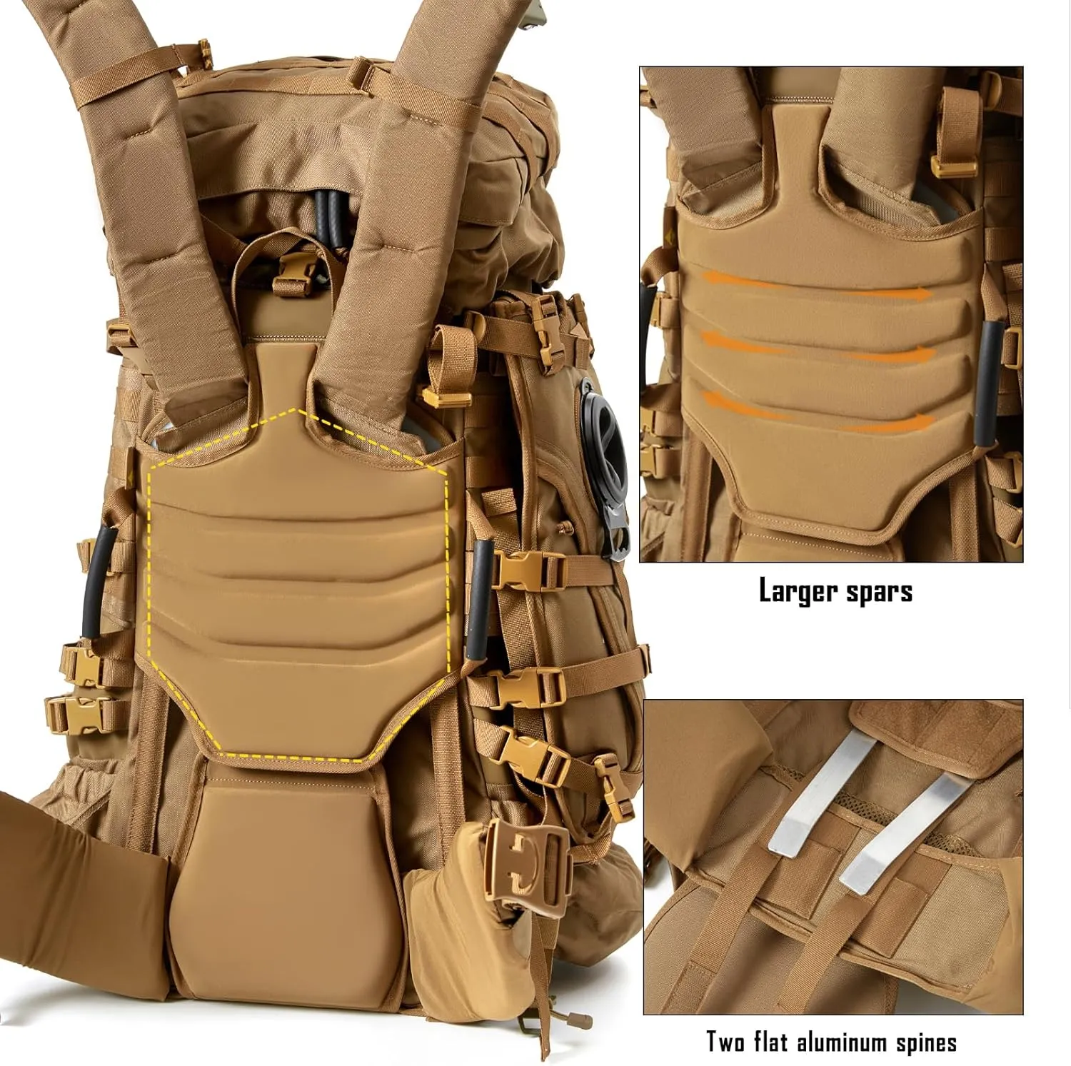 MT Military Army Large Rucksack with Detacheable Assault Backpack Hydration Pack Shoulder Straps and Waist Belt Metal Frame