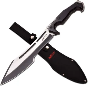 MTECH USA – Fixed Blade Knife – Black and Satin Finish Stainless Steel Blade with Black Wood Handle, Full Tang, Includes Black Nylon Sheath - Hunting, Camping, Survival, Tactical, EDC – MT-20-72