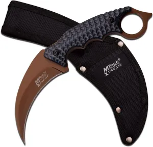 MTech USA Xtreme MX-8140BT Fixed Blade Knife, Brown Hook Blade, Black Handle, 9.25-Inch Overall