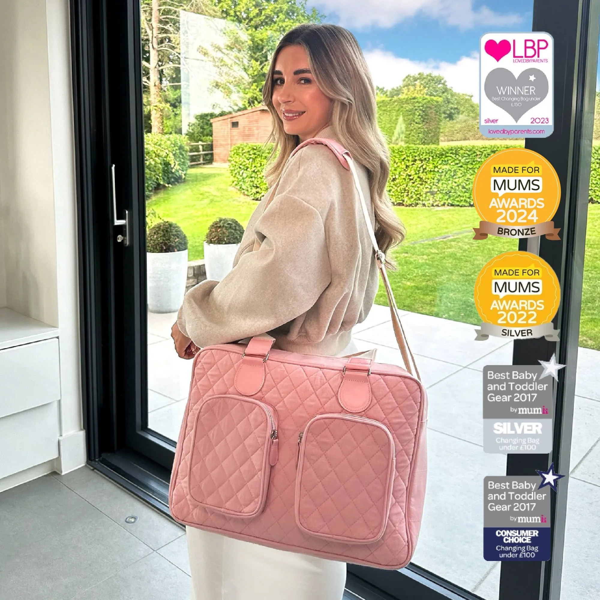 My Babiie Deluxe Changing Bag - Pink Quilted