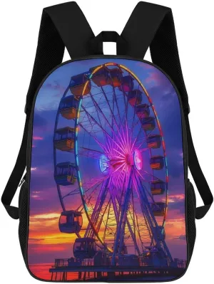 Myrtle Beach South Carolina Ferris Wheel Laptop Backpack for Men Women 17 Inch Shoulder Bag Travel Daypack
