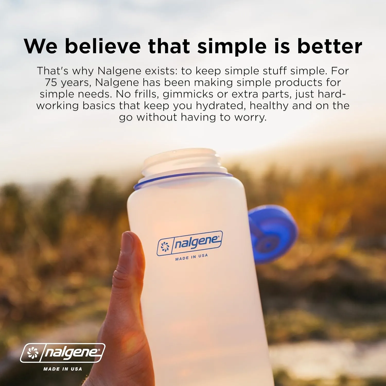 Nalgene Sustain Tritan BPA-Free Water Bottle Made with Material Derived from 50% Plastic Waste, 16 OZ, Narrow Mouth
