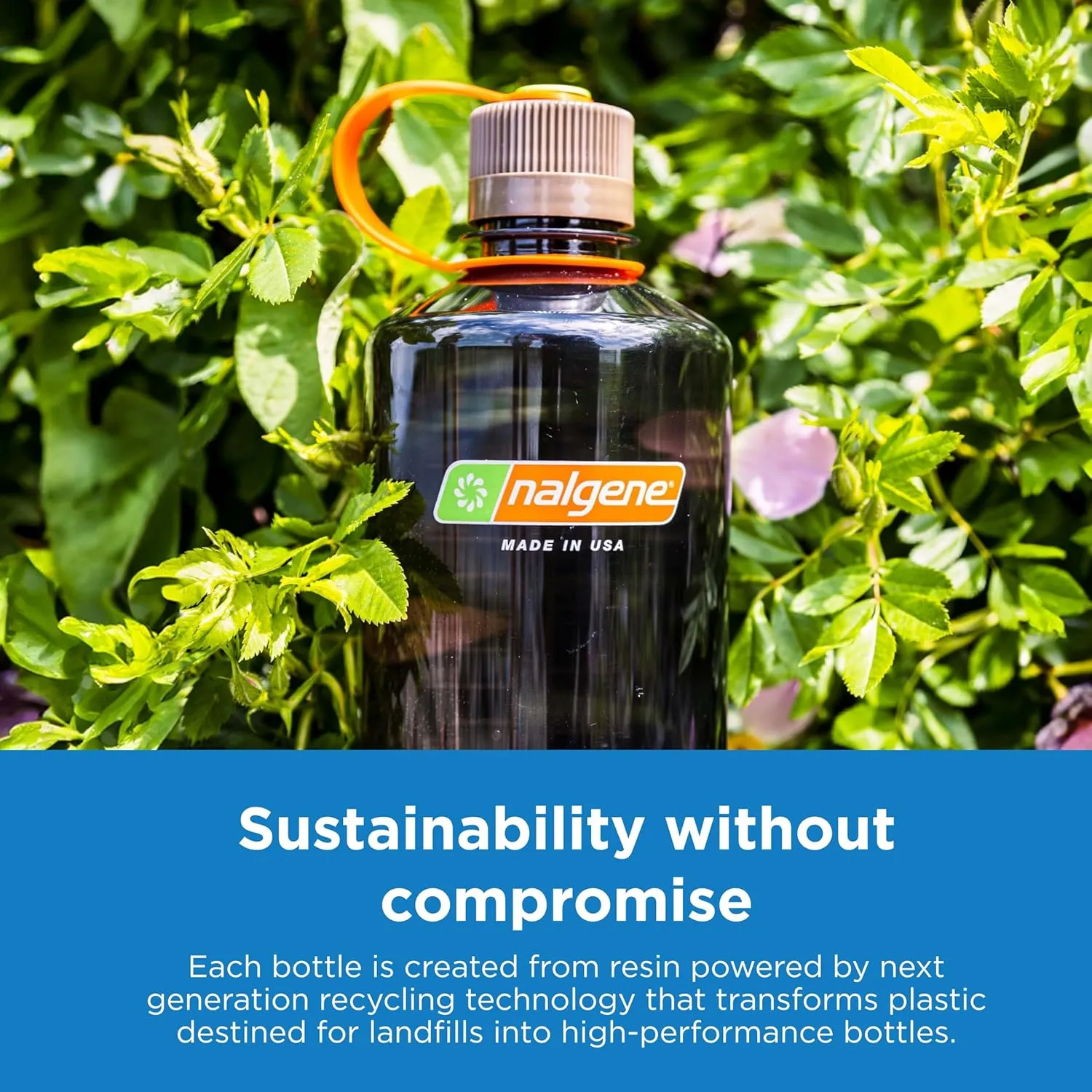Nalgene Sustain Tritan BPA-Free Water Bottle Made with Material Derived from 50% Plastic Waste, 16 OZ, Narrow Mouth