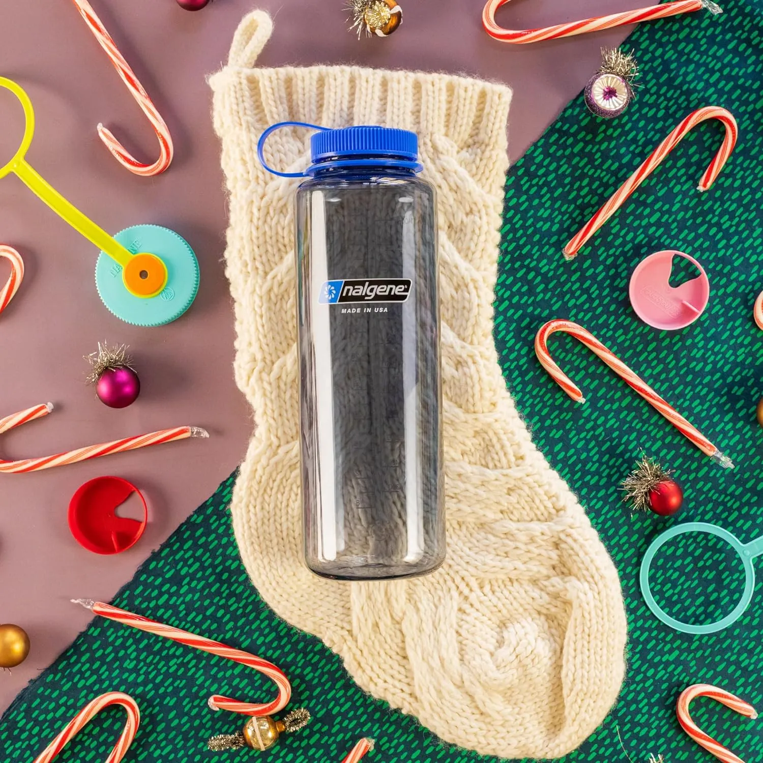 Nalgene Sustain Tritan BPA-Free Water Bottle Made with Material Derived from 50% Plastic Waste (using ISCC certified mass balance), 48 OZ, Wide Mouth, Grey
