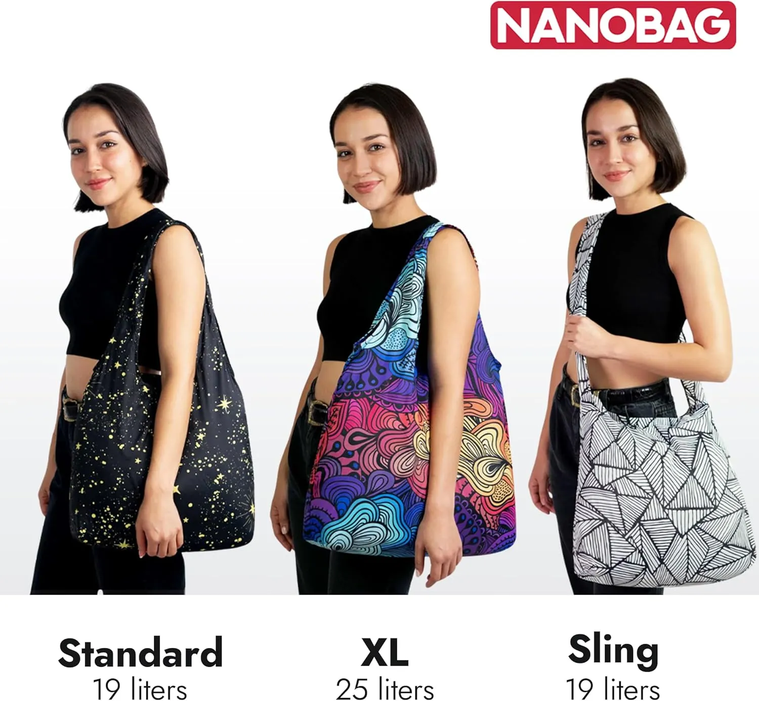 Nano Bag Ultra-Lightweight Standard Tote Bag | Perfect for Travel, Shopping & Daily Use | Reusable - Tiny - Eco-Friendly (Standard, Sketch)