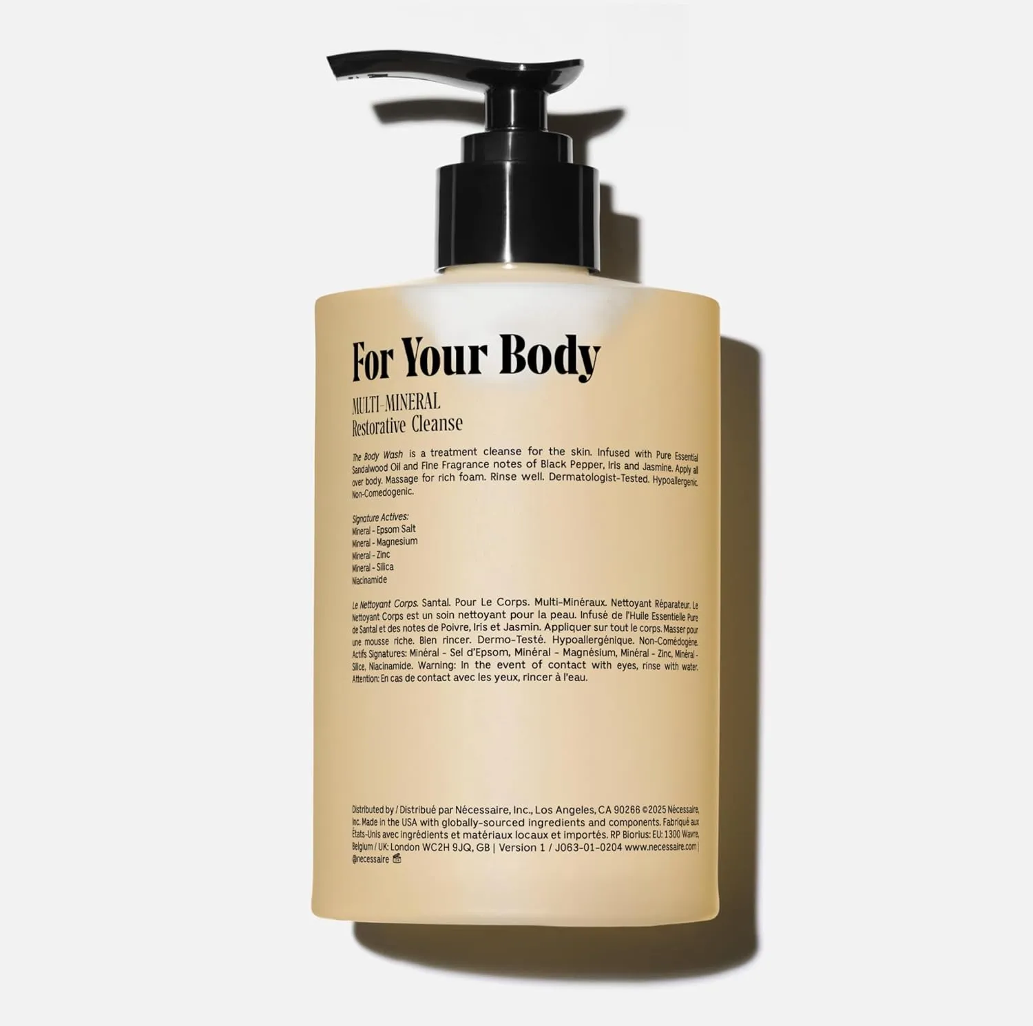 Nécessaire The Body Wash Santal. Natural Body Wash for Women & Men, Therapeutic Shower Gel with Epsom Salt   Minerals. Gel Cleanse,16.9 fl oz.