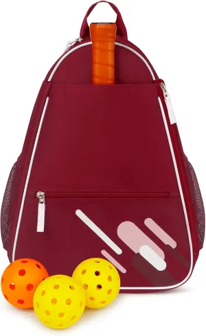 Newluck Pickleball Bag Duffle Crossbody Sling Pickle Ball Accessories Gift for Women Men Boy girl with Fence Hook Large Capacity The Shoulder Straps Are Adjustable Fashionable Versatile Red