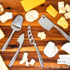Nicole Miller Cheese Knife Set - 4-Piece Cheese Knife Set with Canvas Pouch