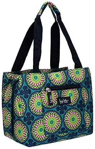 Nicole Miller Insulated Lunch Bag Tote –Open Cooler Ice Bag Lunch Box for Food with Drink Bottle Holder for Women, Men, Picnic, Boating, Beach, Fishing & Work(Kaleidoscope Teal)