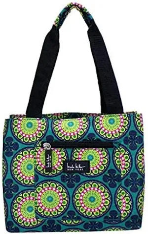 Nicole Miller Insulated Lunch Bag Tote –Open Cooler Ice Bag Lunch Box for Food with Drink Bottle Holder for Women, Men, Picnic, Boating, Beach, Fishing & Work(Kaleidoscope Teal)