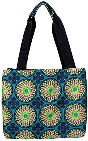 Nicole Miller Insulated Lunch Bag Tote –Open Cooler Ice Bag Lunch Box for Food with Drink Bottle Holder for Women, Men, Picnic, Boating, Beach, Fishing & Work(Kaleidoscope Teal)