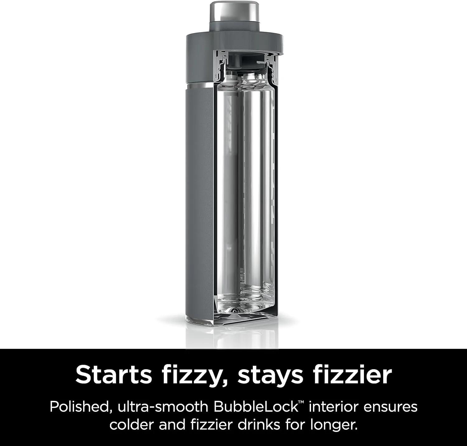 Ninja Thirsti 18oz Travel Water Bottle, For Carbonated Sparkling Drinks, Colder and Fizzier Longer, Leak Proof, 24 Hrs Cold, Dishwasher Safe, Stainless Steel Insulated Tumbler, Charcoal Gray, DW1801GY