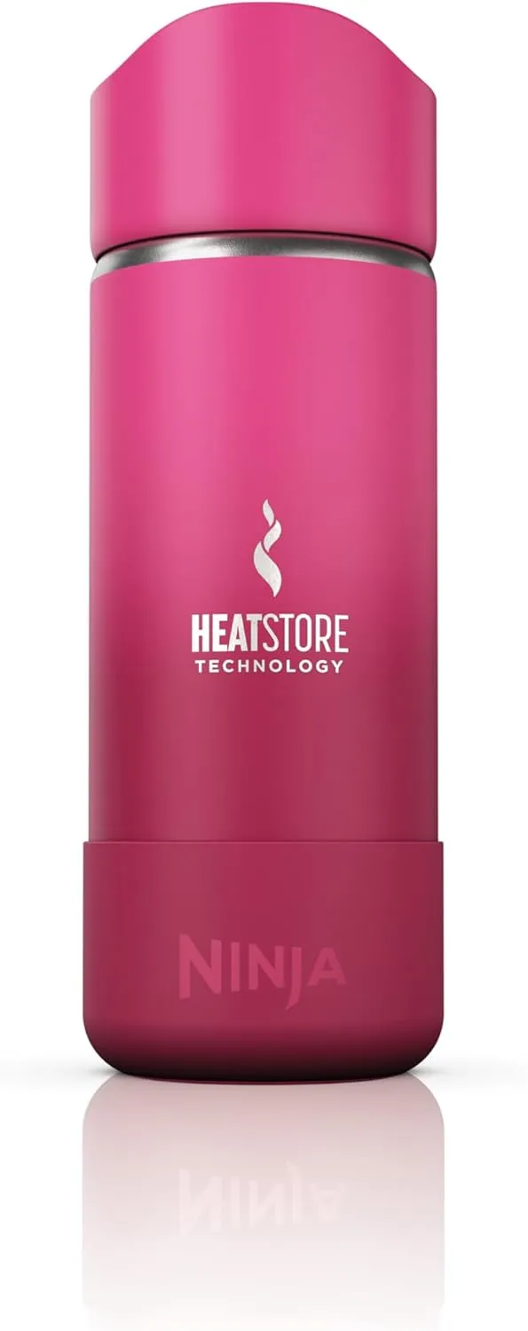 Ninja, Travel Mug, Sip Perfect 16oz, Brings Hot Drinks to Sippable Temperature in Minutes, Stainless Steel, Leak Proof, Dishwasher Safe, Metal, Insulated Tumbler, Fuchsia Pink, DW1603BP