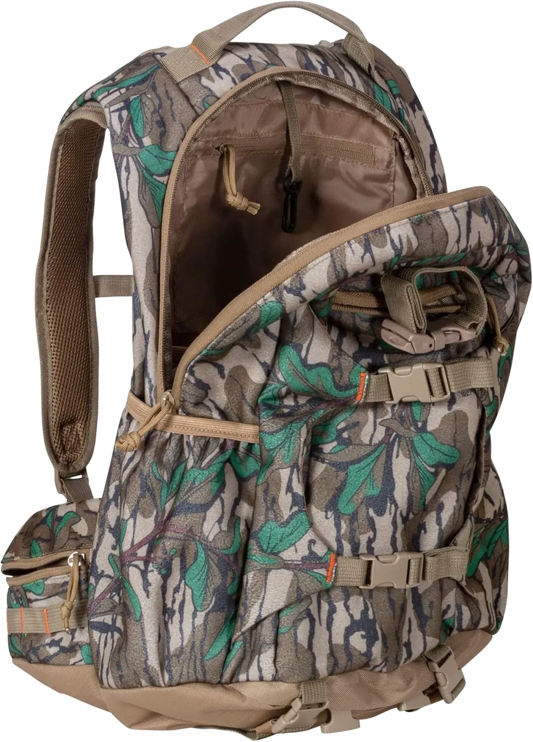 North Mountain Gear Camouflage Hunting Backpack Waterproof Bow and Rifle Compatible Hunting Bag (Mossy Oak Greenleaf)