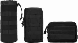 NuCamper 3 Pack Molle Pouch-Water Bottle Pouch Holder Tactical Molle Admin Pouches Compact Tactical Waist Bags Small EDC Utility Bag Pack