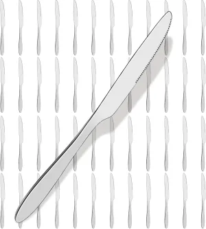 Nuenen 50 Pcs Dinner Knives Set 8.5 Inch Table Knife Stainless Steel Butter Knives Set Christmas Tableware Cutlery Silverware Spreader Knife for Restaurant Kitchen Mirror Polished Dishwasher Safe
