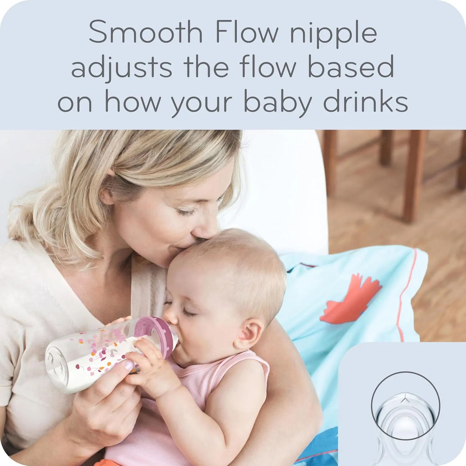 NUK Smooth Flow Anti Colic Baby Bottle, 10 oz, 4 Pack,Pink Bunny, 4 Count (Pack of 1)