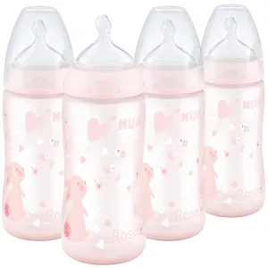 NUK Smooth Flow Anti Colic Baby Bottle, 10 oz, 4 Pack,Pink Bunny, 4 Count (Pack of 1)