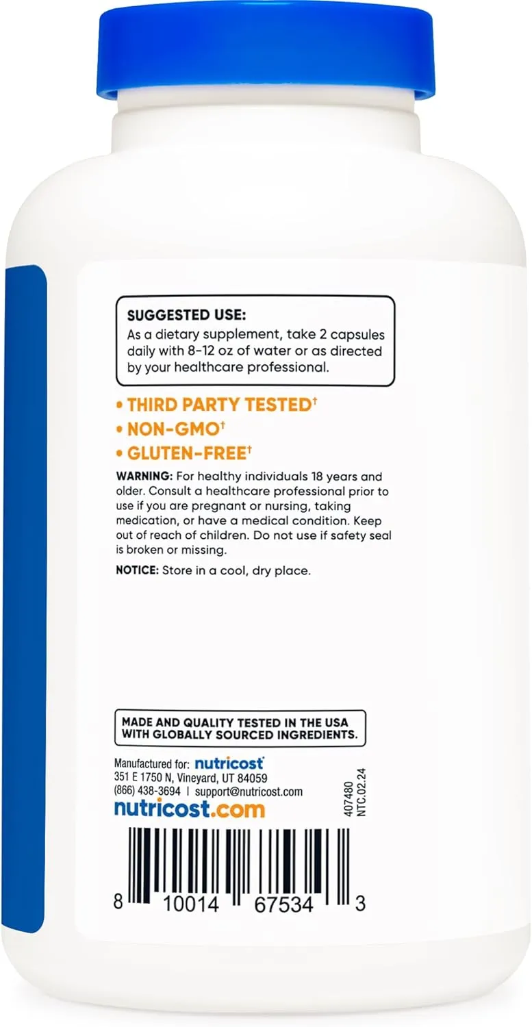 Nutricost Alpha Lipoic Acid 600mg Per Serving, 240 Capsules - Gluten Free, Vegetarian Capsules, Soy Free & Non-GMO