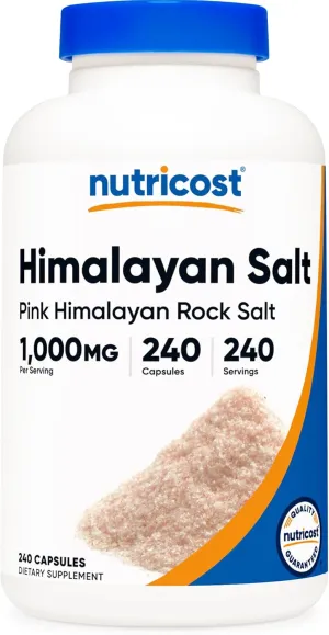 Nutricost Pink Himalayan Salt Capsules 1000mg, 390mg Sodium, 240 Capsules - Non-GMO, Gluten Free