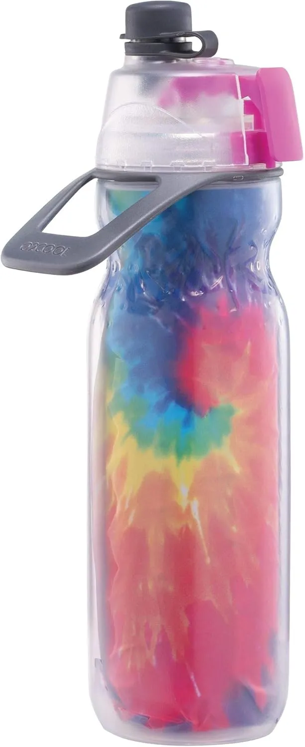 O2COOL Mist 'N Sip Misting Water Bottle 2-in-1 Mist And Sip Function With No Leak Pull Top Spout Reusable Sports Water Bottle - 20 oz (Tie Dye/Celestial Purple)