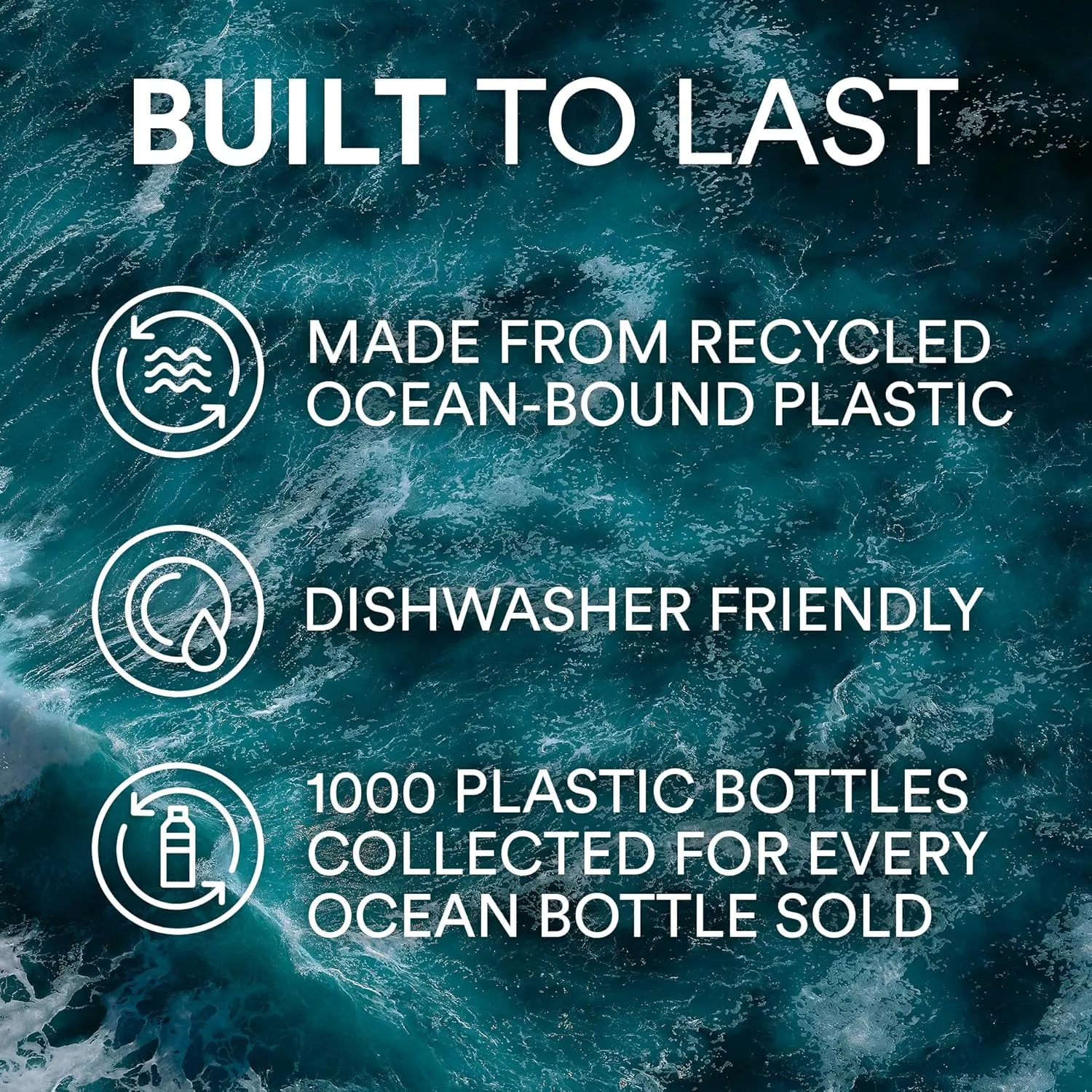 Ocean Bottle - Recycled Stainless Steel Drinks Reusable Water Bottle - Eco-Friendly & Reusable - Rock Grey - 34 oz