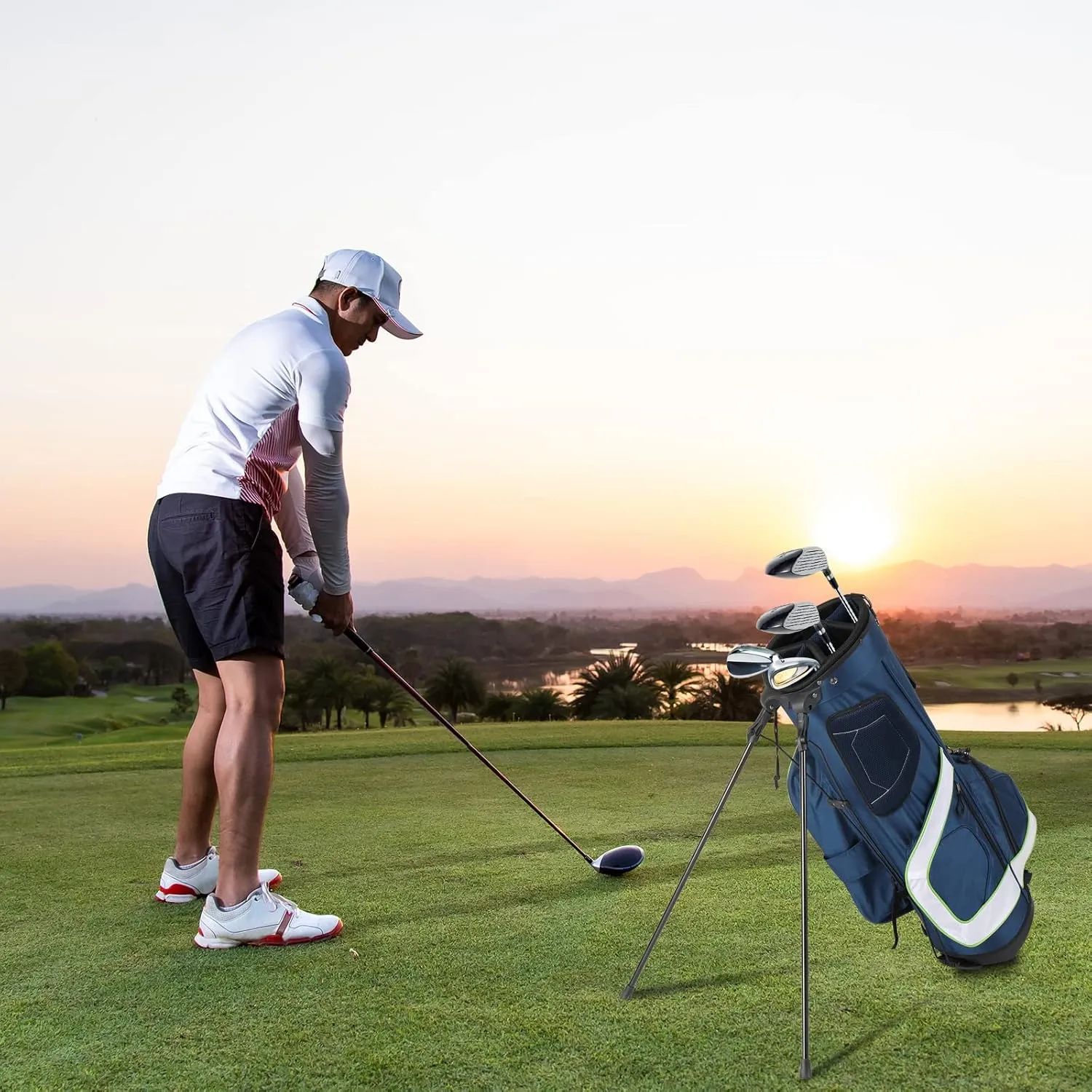 Ochine Golf Stand Bag Pitch and Putt Lightweight Stand/Carry Golf Bag Durable Golf Sunday Bag Golf Club Bag Ideal for Golf Course & Travel (Ship from USA)