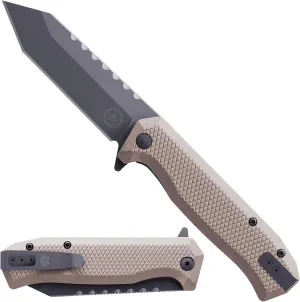 Off-Grid Knives - Viper V2 with154CM Steel Tanto Blade, Grippy G10 Scales, Left or Right Deep Carry Clip, Ceramic Ball Bearings (Coyote)