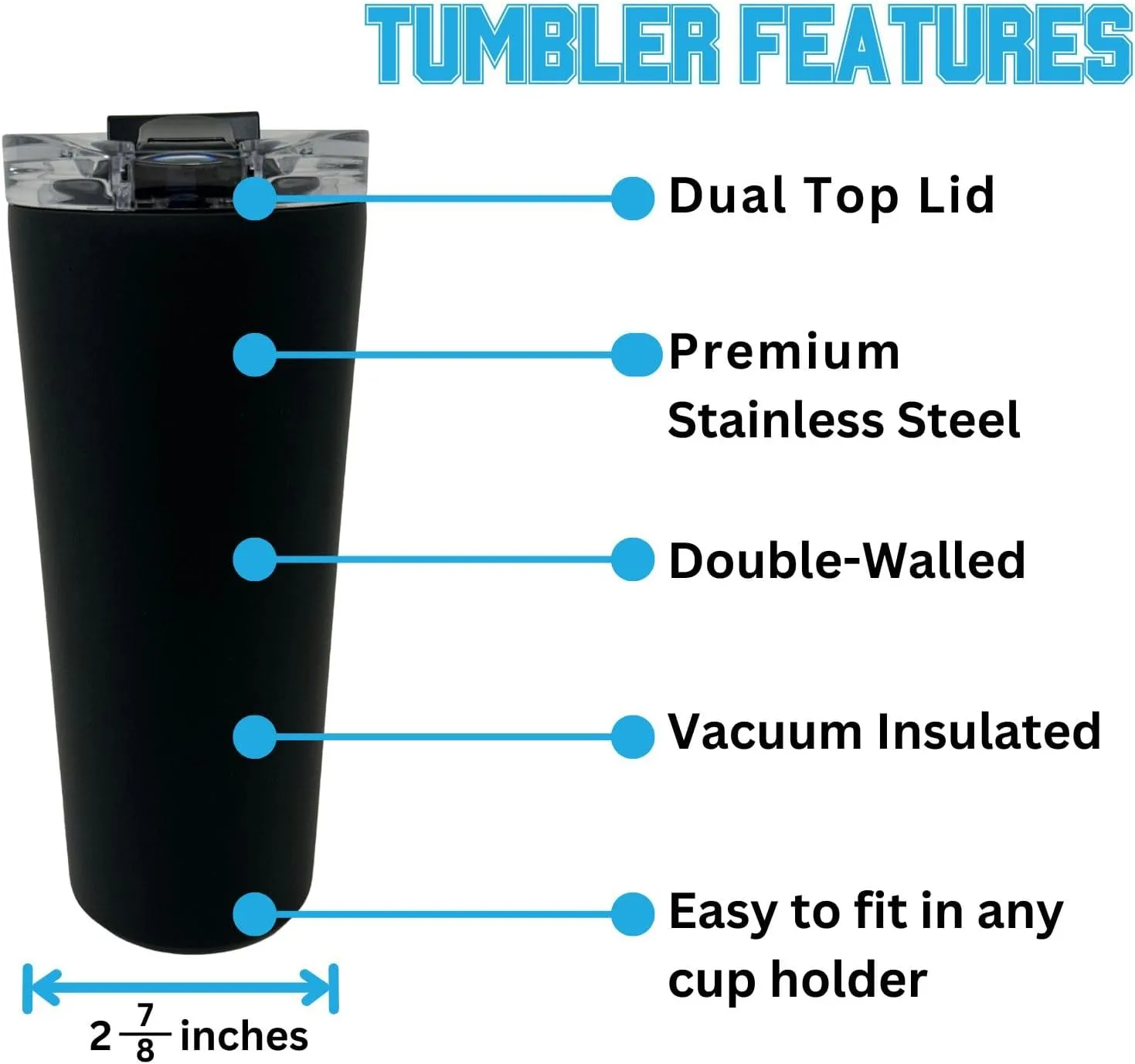 Officially Licensed Collegiate Stainless Steel Tumbler - Double Walled Insulated Travel Thermos - 24 oz (Wake Forest Logo Black)